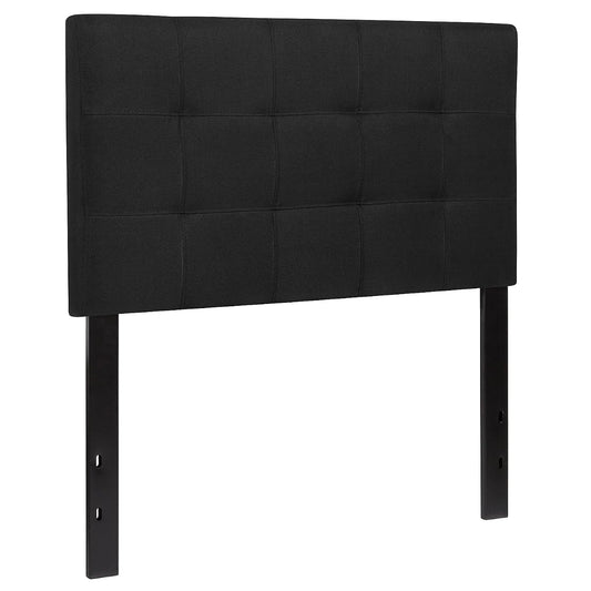 Bedford Box Stitch Tufted Upholstered Twin Size Headboard in Black Fabric