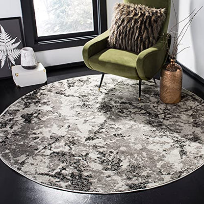SAFAVIEH Skyler Collection 4' Round Blue/Ivory SKY186M Modern Abstract Non-Shedding Dining Room Entryway Foyer Living Room Bedroom Area Rug