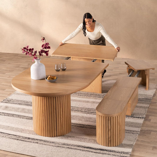 Transformer round Extendable Dining Table – Solid Wood Expandable round Kitchen & Dining Room Table for 4 to 10, Space-Saving Modern Furniture (Black, Table Only)