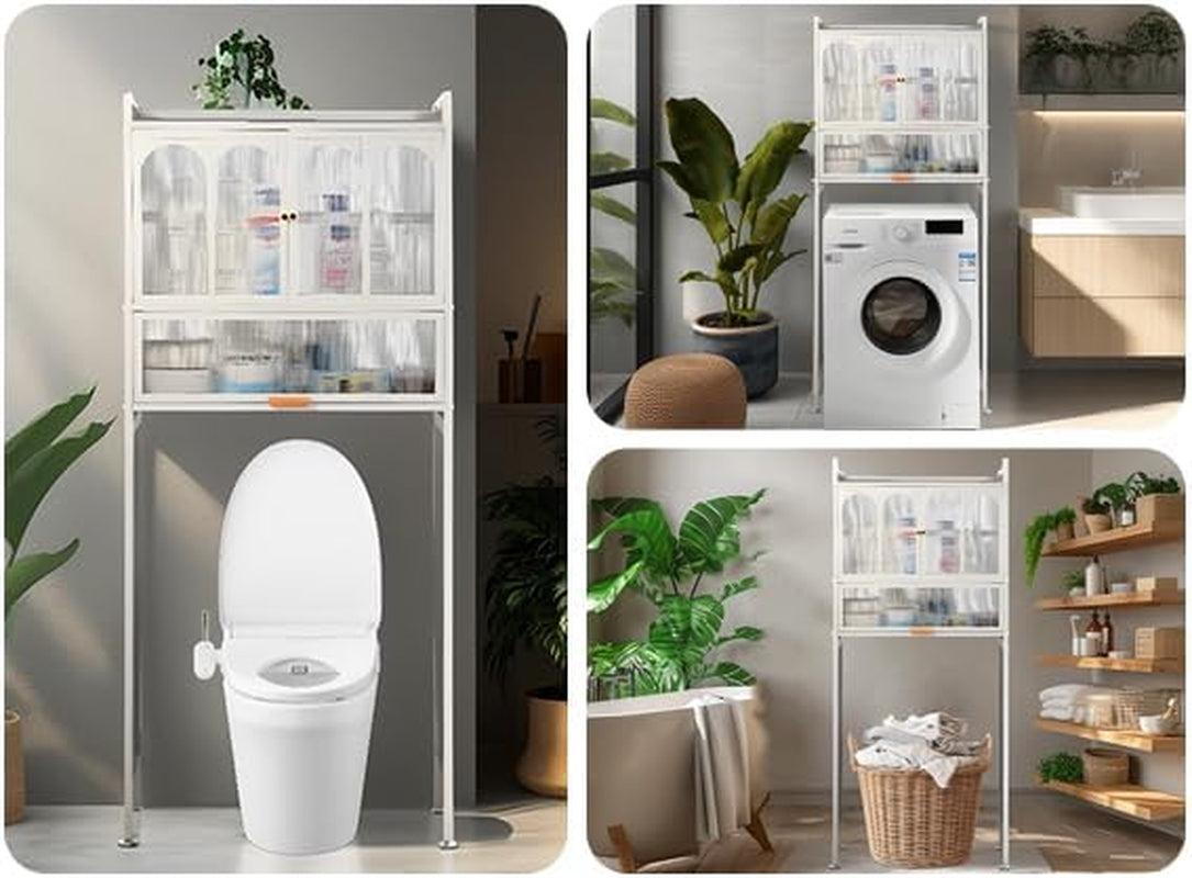 3-Tier over the Toilet Storage, White Bathroom Organizer over Toilet Easy to Assemble, Freestanding Storage Bathroom Shelves