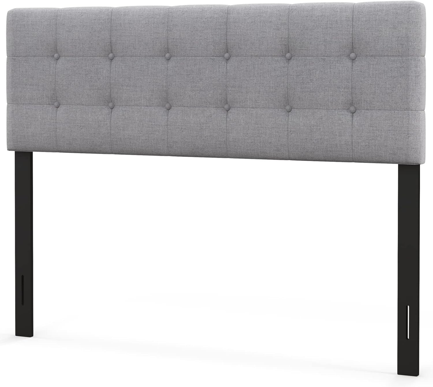 Linen Upholstered Headboard, Adjustable Width Button Tufted Headboard Only with Solid Wood Legs, Attach Frame, Rectangular Headboard for Queen Full Size Bed, Gray