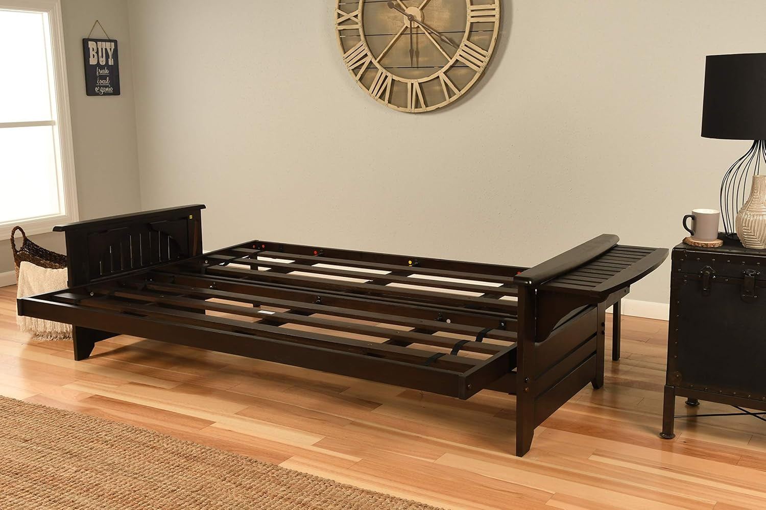 Phoenix Futon Set, Suede Black, Queen