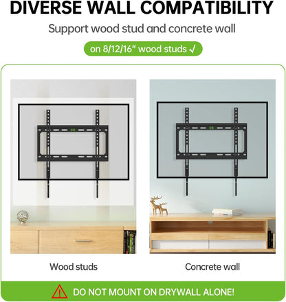 Fixed TV Wall Mount with Low Profile for Most 26-60 Inch LED, LCD and Flat Screen Tvs, Wall Mount Bracket with VESA up to 400X400Mm and Weight Capacity 99Lbs,And Space Saving TV Bracket