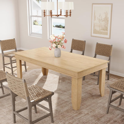 Farmhouse Dining Table for 6-8 People, 71 in Long Kitchen Tables with Wooden Sturdy Frame, 6 Ft Large Rectangular Dinner Table for Dining Room, Kitchen (Natural, 71" Non-Extendable)