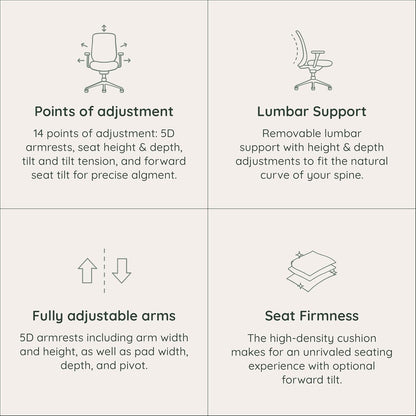 Ergonomic Chair Pro - Mesh Office Chair with 14 Points of Adjustment - Height, Depth & Tilt Adjustable - 5D Armrests - Forward Tilt, Smooth Recline, and Lumbar Support - Boulder