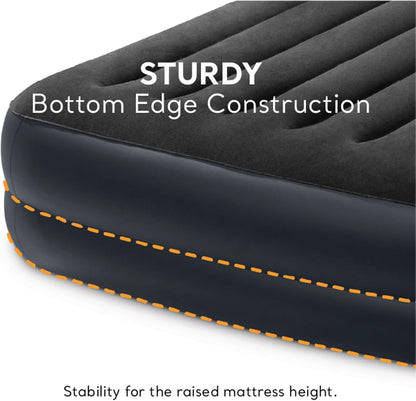 Air Mattress, 64123ED Dura-Beam plus Pillow Rest Fiber-Tech – Queen Size – Built-In Electric Pump – 16.5In Bed Height – 600Lb Weight Capacity