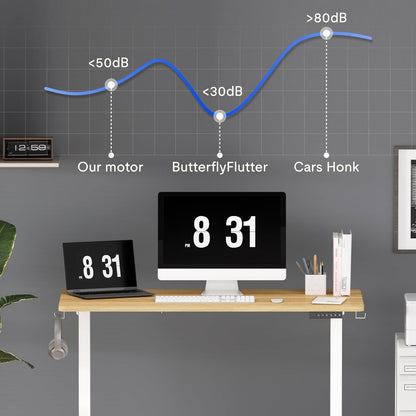 EN1 One-Piece Standing Desk 40 X 24 Inches Height Adjustable Desk Electric Sit Stand up Desk Home Office Desks Computer Workstation (White Frame + Maple Desktop)