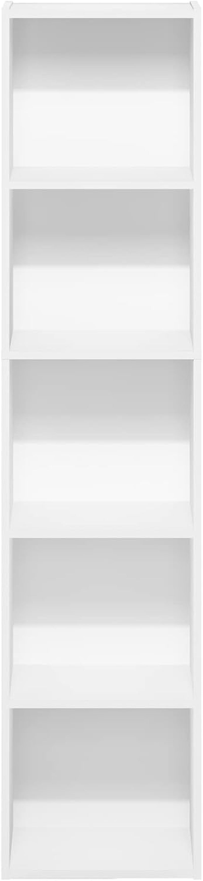 PASIR Book Shelf, 5-Tier Modern Bookshelf, Open Shelves Bookcase, 9 X 12 X 52, for Living Room, Bedroom, Home Office, Plain White
