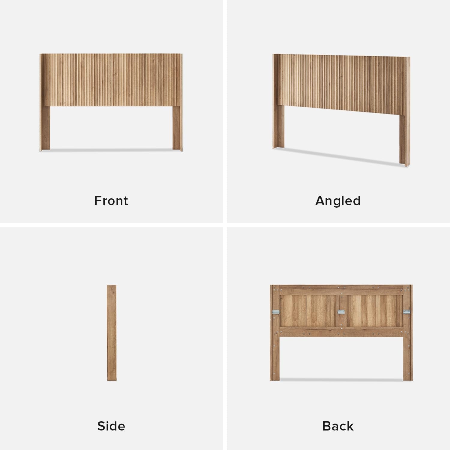 Brooklyn 62.4" Headboard Only, Wood Headboard, Modern Farmhouse, Boho, Wall Mount, Fluted Panel, Wingback Design (Golden Oak, Queen)