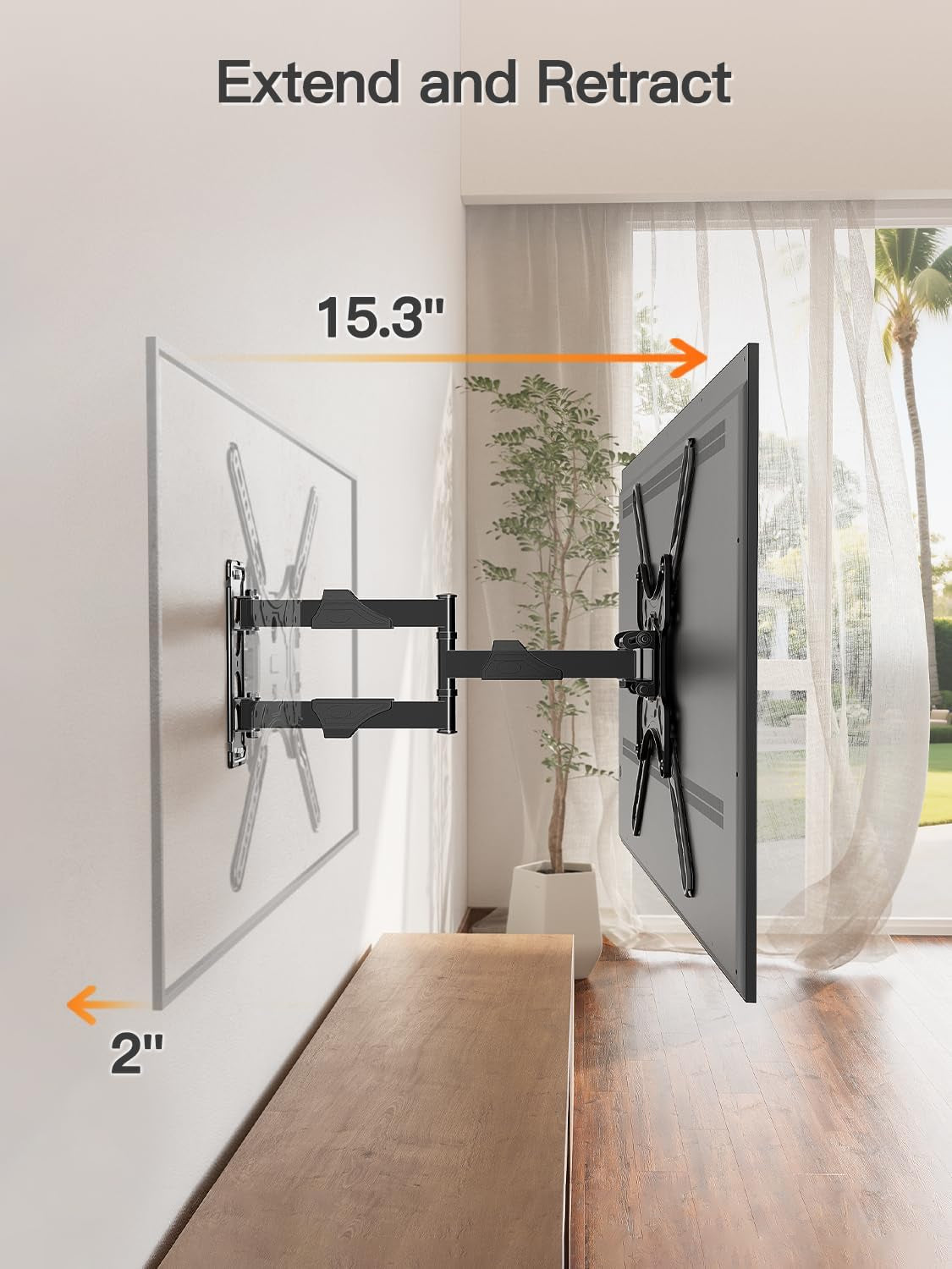TV Wall Mount for Most 26-60 Inch Tvs, Swivel and Tilt Full Motion TV Mount with Single Stud Perfect Center Design, Wall Mount Bracket Max VESA 400X400Mm, Corner Mount Holds up to 77 Lbs.