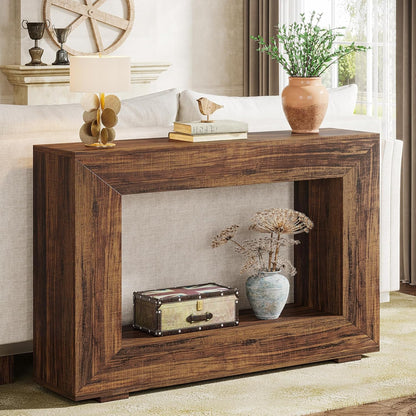 Farmhouse Console Table, 47 Inches Entryway Console Table with Storage, Industrial Hallway Accent Table for Living Room, Entrance