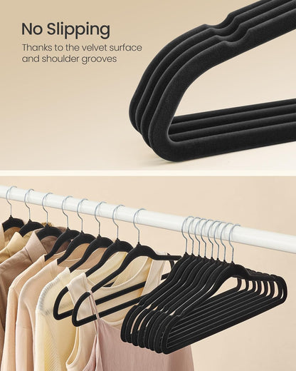 Velvet Hangers 60 Pack, Non-Slip Clothes Hangers with Silver-Colored Swivel Hooks, Slim Space-Saving for Closet, Heavy-Duty, Black UCRF036BZ02S