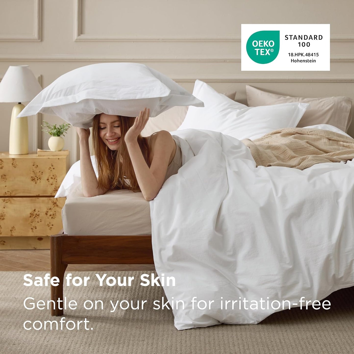 Bedsure 100% Washed Cotton Duvet Cover King Size - Natural White Minimalist Bedding Set Linen like - Purewoven Plain Simple & Soft Comforter Cover for All Seasons (Natural White, King, 104"X90")