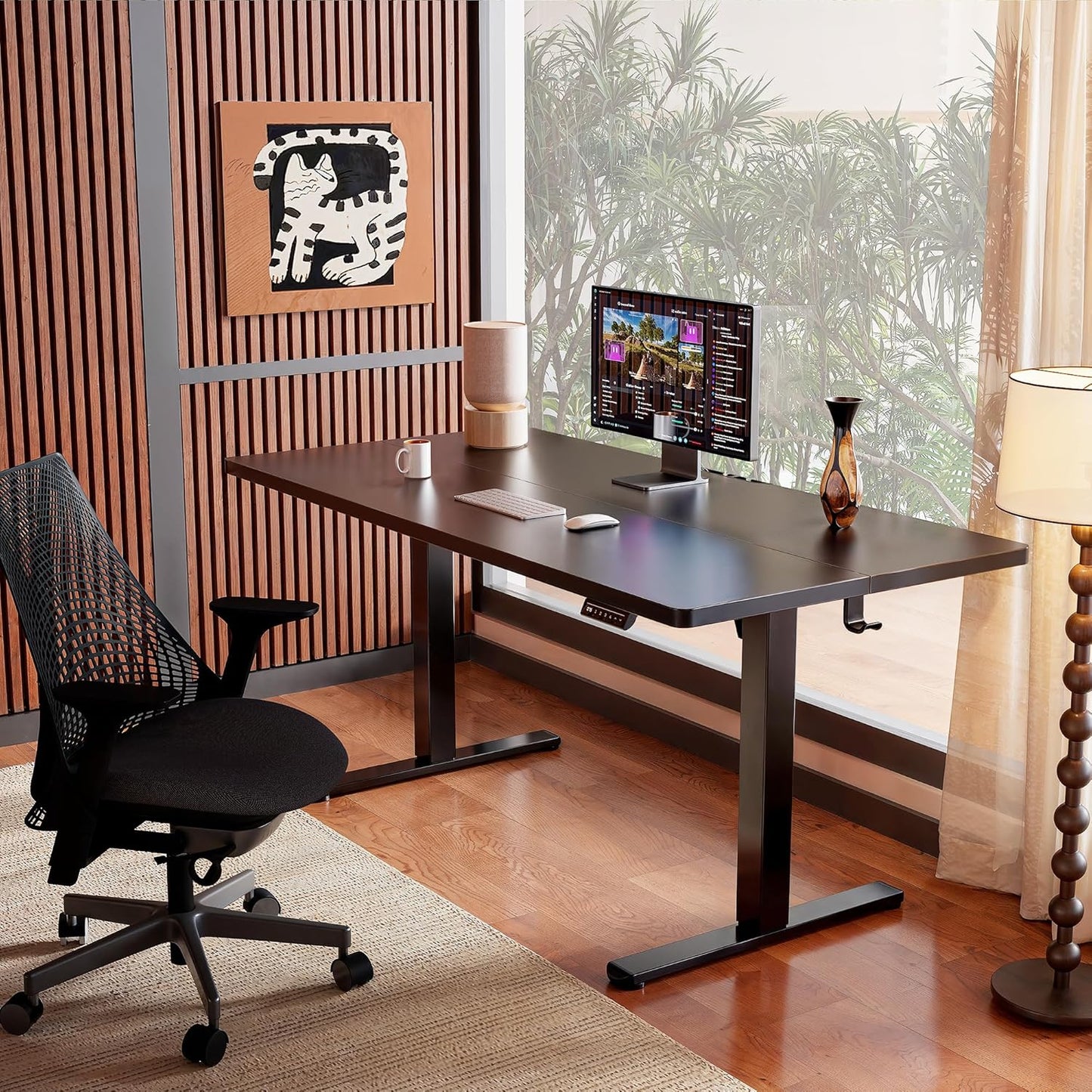 Height Adjustable Electric Standing Desk, 48 X 24 Inches Sit Stand up Desk, Memory Computer Home Office Desk, Black
