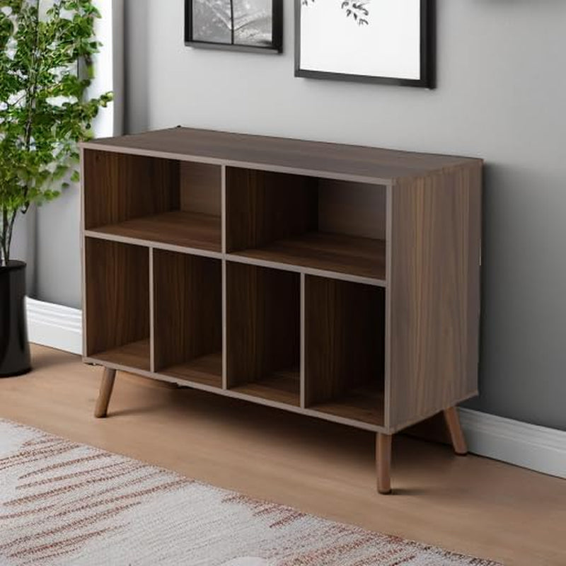 Record Player Stand with Vinyl Storage Cabinet, Wood Turntable Table Open Shelf Holder up to 350 Albums Cube Storage Organizer for Living Room, Office, Brown
