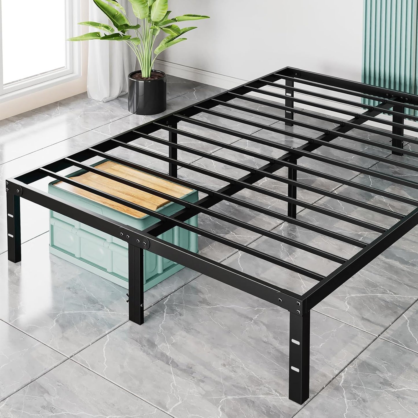 Queen Bed Frame - Heavy Duty Metal Platform Bed Frames Queen Size with Storage Space under Frame, No Box Spring Needed, 14 Inches, Sturdy Steel Slat Support