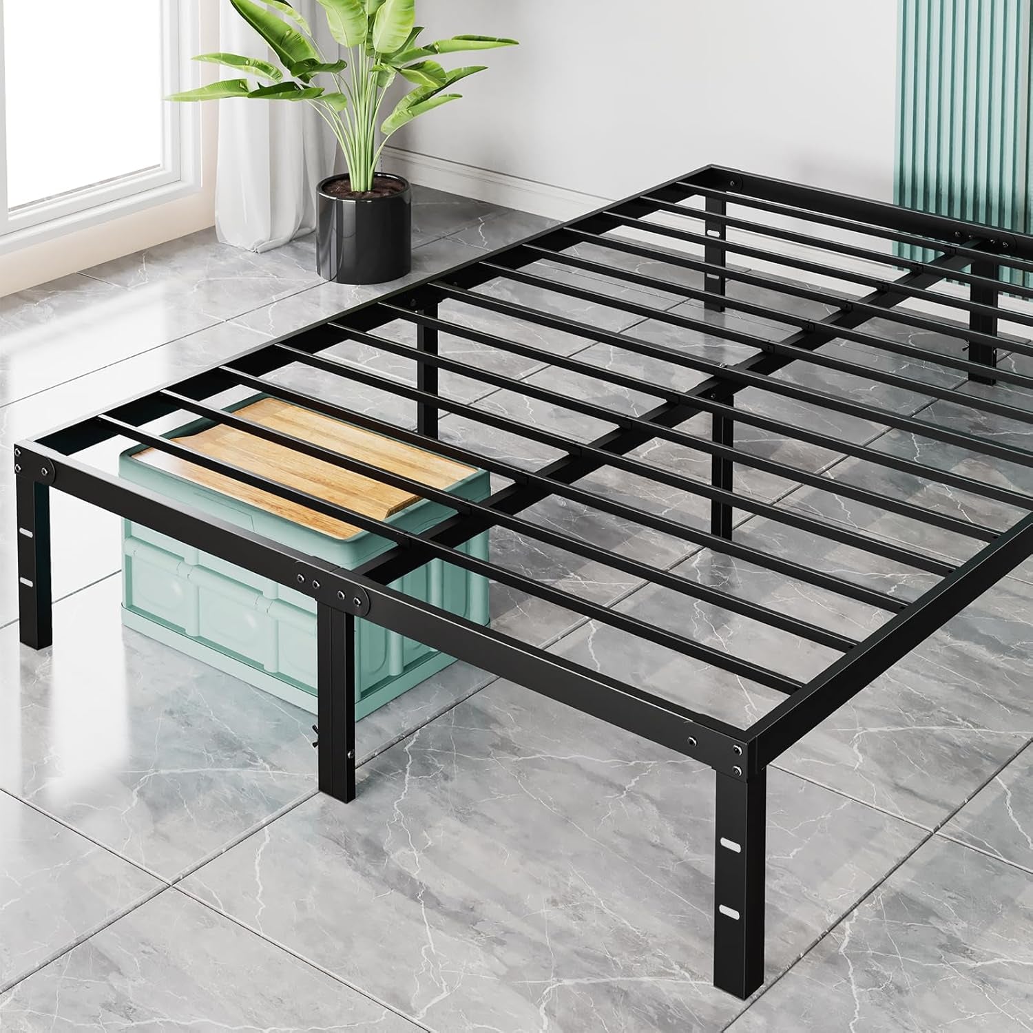 Queen Bed Frame - Heavy Duty Metal Platform Bed Frames Queen Size with Storage Space under Frame, No Box Spring Needed, 14 Inches, Sturdy Steel Slat Support