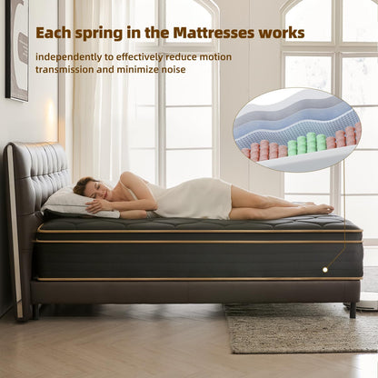 Twin Mattress 10 Inch Twin Size Mattresses in a Box Spring Hybrid Twin Bed Memory Foam Mattress Comfort Breathable Fabric Cooling Gel Pressure Relief, Medium Firm