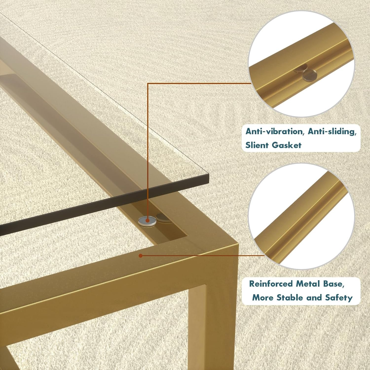 Glass Coffee Table Modern Coffee Tables for Living Room Square Minimalist Center Tables for Home Office 26.7 X 26.7 X 17.7, Gold