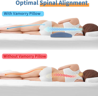 Lumbar Support Pillow for Bed Relief Back Pain: Lower Back Pillow for Sleeping - Memory Foam Waist Pillow - Back Wedge Bolster Pillow for Side, Back&Stomach Sleepers - Bed Rest Pillow for Car, Sofa