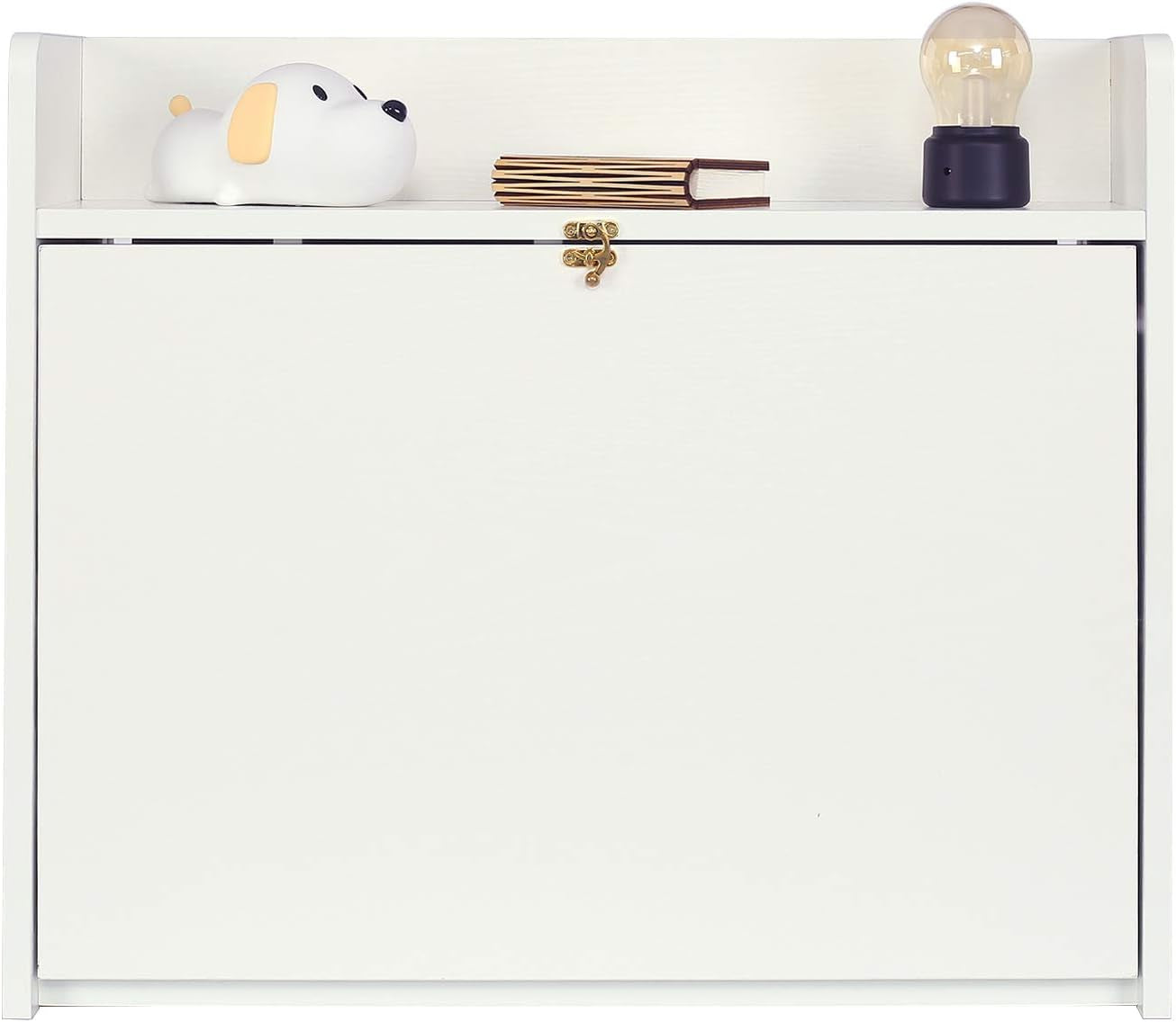 Wall Mounted Table, Multifunctional Fold down Wall Mounted Laptop Computer Desk with Storage Compartments for Home, Office, White
