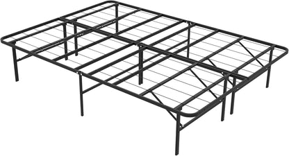 Foldable Full Size Bed Frame，Metal Platform with 14" Underbed Storage, Heavy Duty，Noise Free,Easy Foldable Assembly, No Box Spring Needed,Black