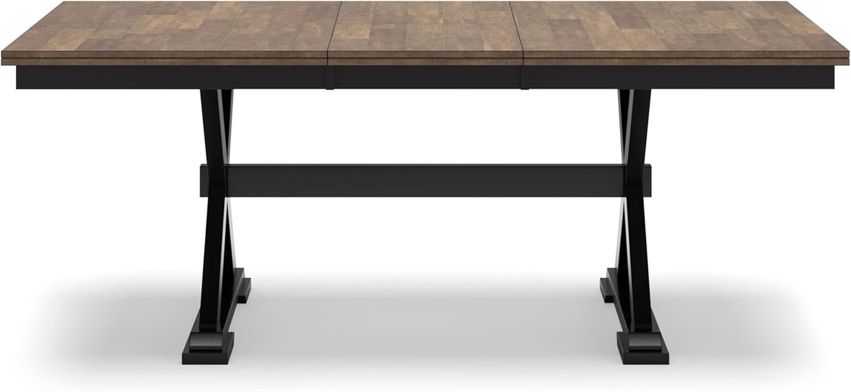 Wildenauer Farmhouse Dining Extension Table with Self-Storing Butterfly Leaf for 6-8 People, Black & Dark Brown