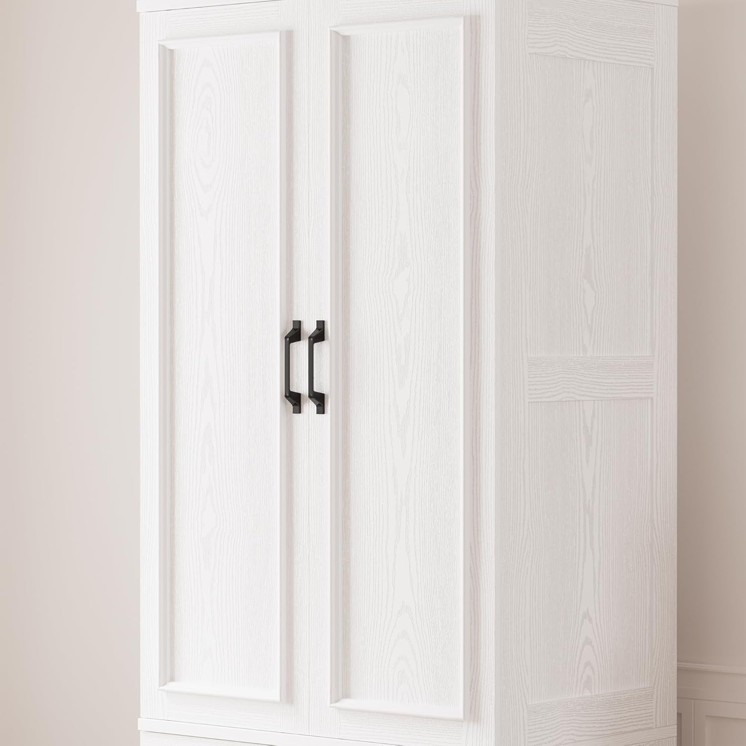 Armoire Wardrobe Closet with 2 Doors and 2 Drawers 70" H X 28" W Wooden Bedroom Freestanding Wardrobe Combination for Hanging Clothes, White