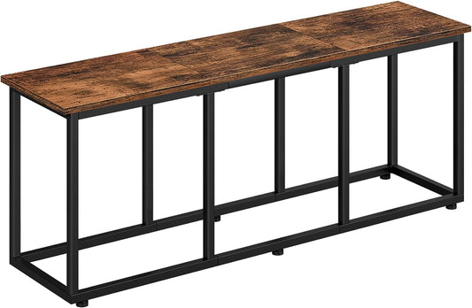 Dining Bench, 47.2 Inch Dining Table Bench, Industrial Style Kitchen Bench, Steel Frame, Easy to Assemble, for Kitchen, Dining Room, Rustic Brown and Black BF45CD01