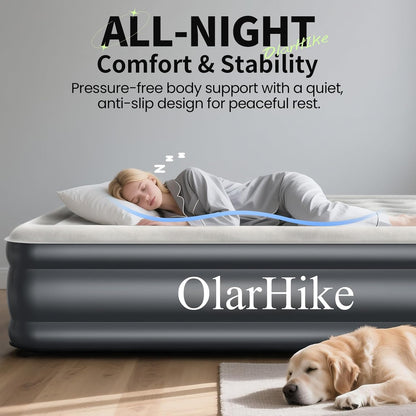 Air Mattress Queen with Built in Pump, Inflatable Mattress Blow up Mattress, 18" Colchones Inflables Foldable Air Bed for Guest & Home, Ideal for Camping, 700Lbs