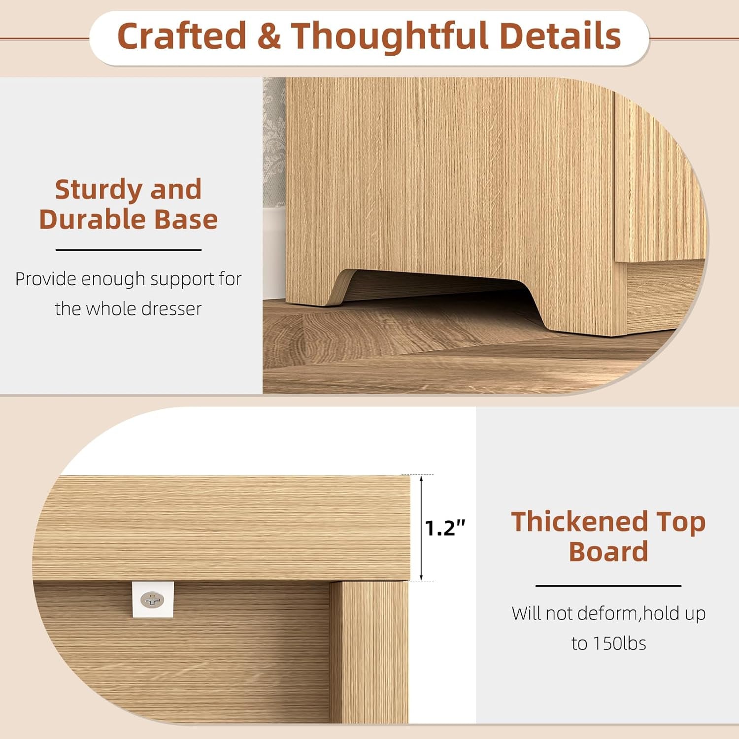 Fluted Dresser for Bedroom,48'' Modern 6 Drawer Dresser with Deep Drawer,Wide Storage Chest of Drawer,Wood Bedroom Storage Organizer Furniture for Living Room,Hallway,Closet