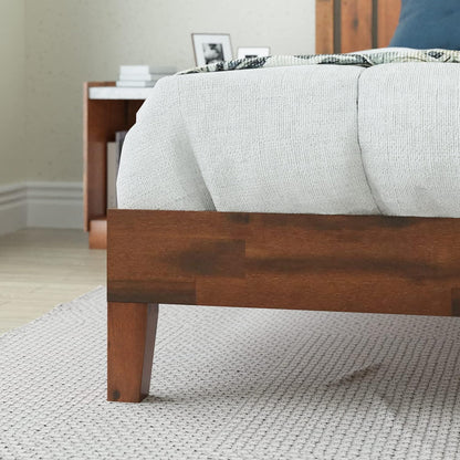 Vivek Deluxe Wood Platform Bed Frame with Headboard, Wood Slat Support, No Box Spring Needed, Easy Assembly, Queen