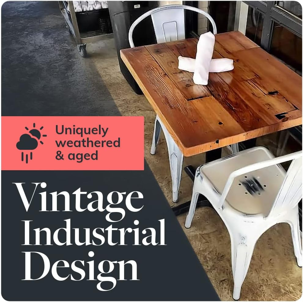 Reclaimed Wood Table Top - Rustic Recycled Wooden Piece Perfect for Kitchens, Dining and Coffee Table Tops (Reclaimed Wood Table Top - Economy, 24" X 42")