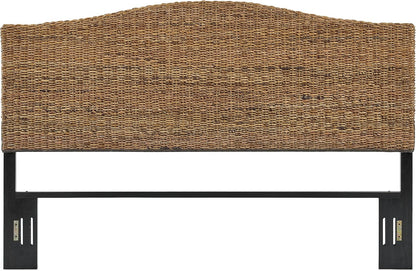 Handwoven natural rattan king bed headboard