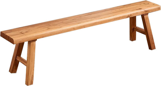 Wooden Bench Indoor – Rustic Farmhouse Narrow Entryway Bench with Slim Skinny Design, Natural Solid Wood, Perfect for Dining Room, Bedroom, or End of Bed, 31.5In Length