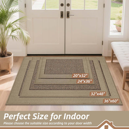 Indoor Door Mat 32" X 48", Dirt Trapper Door Mats Non-Slip Entryway Rugs Washable, Resist Dirt Absorbent Welcome Mat, Low Profile Floor Mats for Front Back Door and Entryway, Taupe