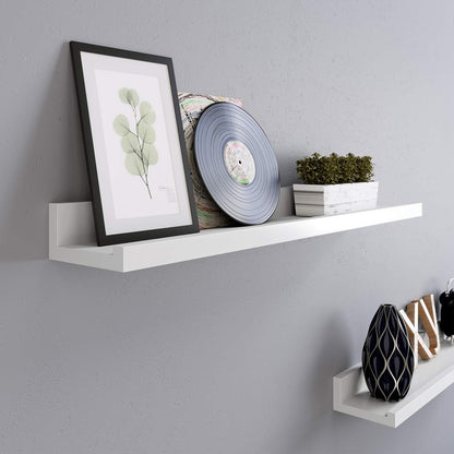 Floating Shelves Set of 2, Wall Shelves Ledge 23.6 X 3.9 Inches with Front Edge, for Picture Frames, Books, Spice Jars, Living Room, Bathroom, Kitchen, Easy Assembly, White ULWS60WT