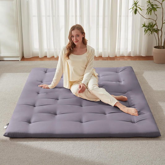 Japanese Floor Mattress, Futon Mattress Twin Size 39"X 80", 2.56" Thicken Tatami Mattress, Portable Foldable Floor Bed, Roll up Futon Cushion, Suitable for Camping Guest Room Dormitory (Grey)