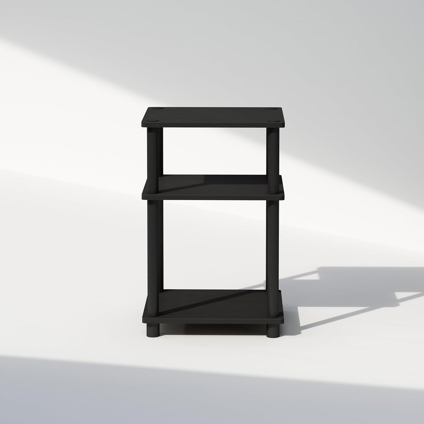 Just 3-Tier Turn-N-Tube Open Storage Nightstand, 1-Pack, Plastic Poles, Americano/Black
