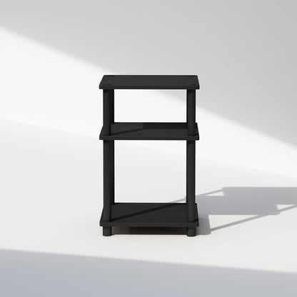 Just 3-Tier Turn-N-Tube Open Storage Nightstand, 1-Pack, Plastic Poles, Americano/Black