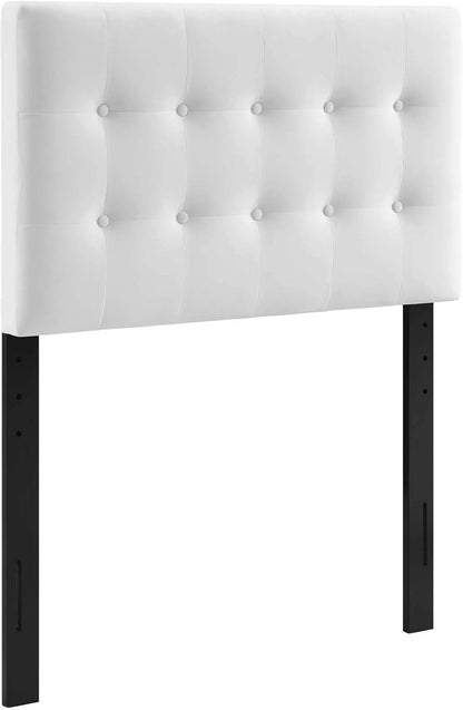 Emily Twin Biscuit Tufted Performance Velvet Headboard, White