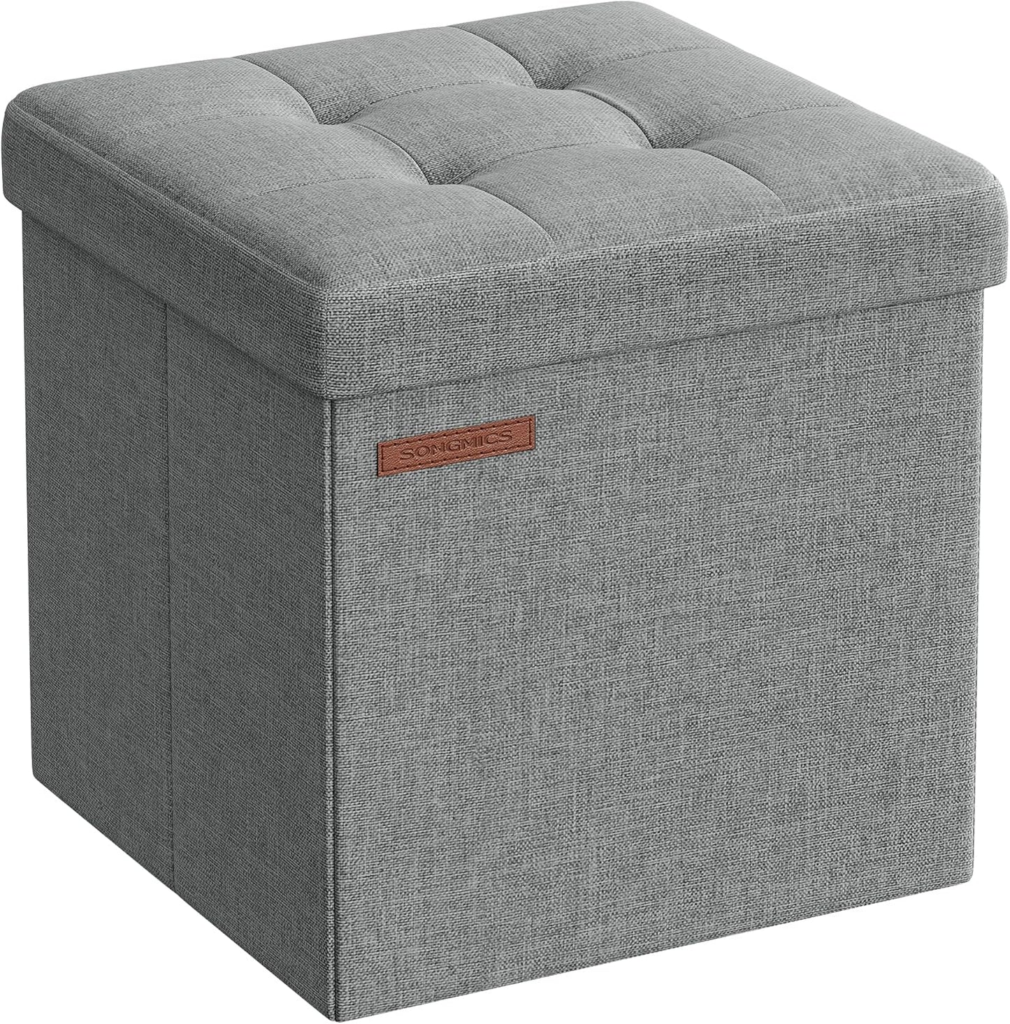 Storage Ottoman, Foldable Small Ottoman Foot Rest, 11.8 Inches Foot Stool, Cube Ottoman with Storage, Load up to 286 Lb, for Living Room, Bedroom, Dorm, Ink Black ULSF028B01