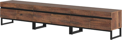 3 in 1 Modern TV Stand for up to 110 Inch Tvs, Wood Entertainment Center with Storage Cabinets and Metal Base, Living Room Media Console, Brown