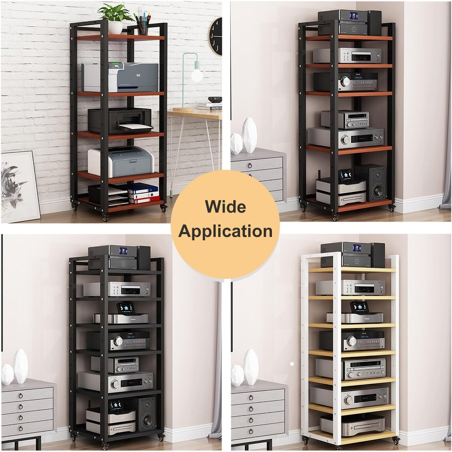 7-Tier Heavy Duty Audio Component Rack, 140Cm Tall - Hifi Amplifier Rack/Audio-Video Shelving - CD Record Player Stereo Receiver AV Equipment Cabinet Display Stand(B)