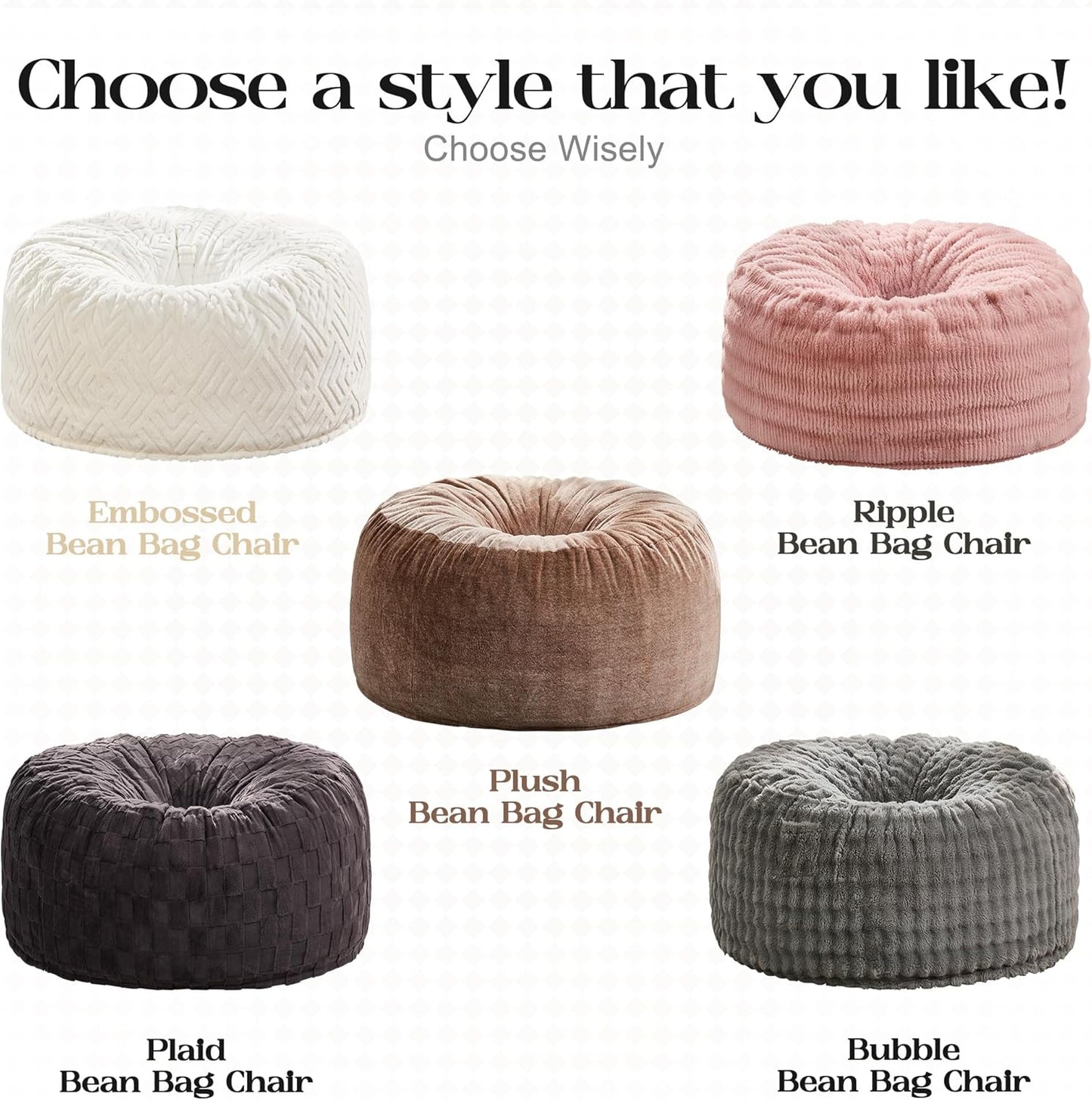 Bean Bag Chairs Giant Beanbag Chair with Filler, Memory Foam Bean Bags with Fluffy & Machine Washable Cover, Bean Bag Chairs for Aduts for Living Room, Bedroom (Grey, 4FT - 44” X 44” X 24”)