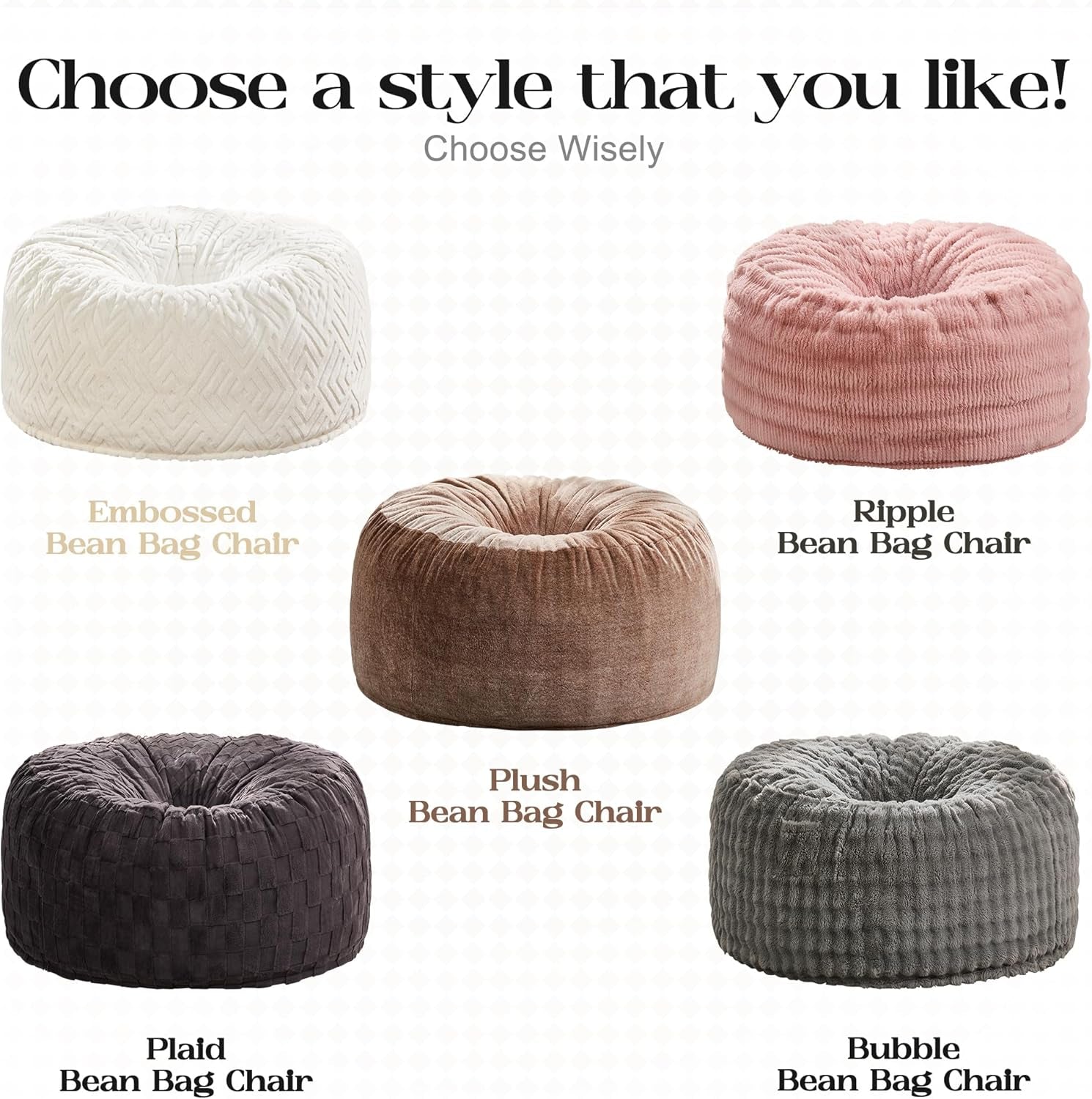 Bean Bag Chairs Giant Beanbag Chair with Filler, Memory Foam Bean Bags with Fluffy & Machine Washable Cover, Bean Bag Chairs for Aduts for Living Room, Bedroom (Grey, 4FT - 44” X 44” X 24”)