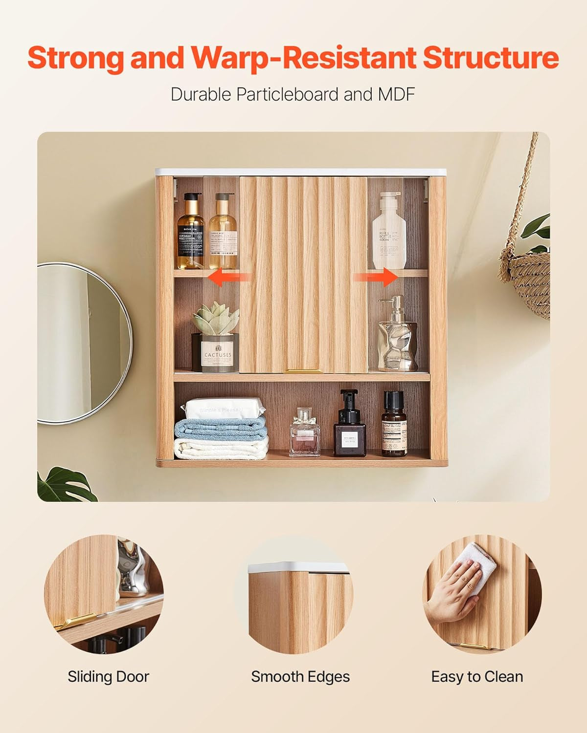 Bathroom Wall Cabinet, with Door and Adjustable Shelf, over the Toilet Storage Medicine Cabinet Wall Mounted, Hanging Organizer with Shelves and Open Partition for Laundry Room Kitchen Restroom