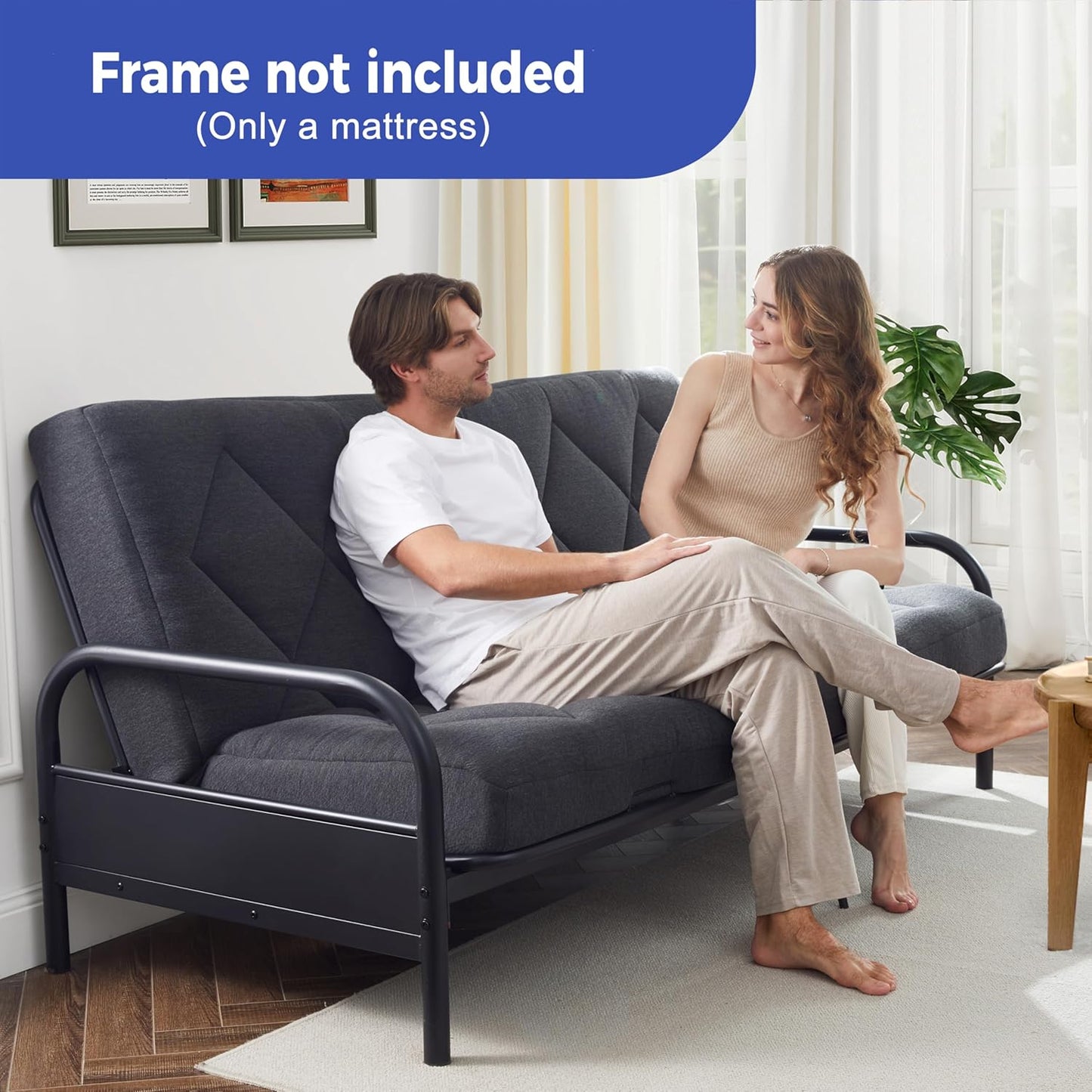 6" Full Size Pillow Top Futon Mattress Replacement(Frame Not Included), Gel Memory Foam, Removable Cover(71X52X6)
