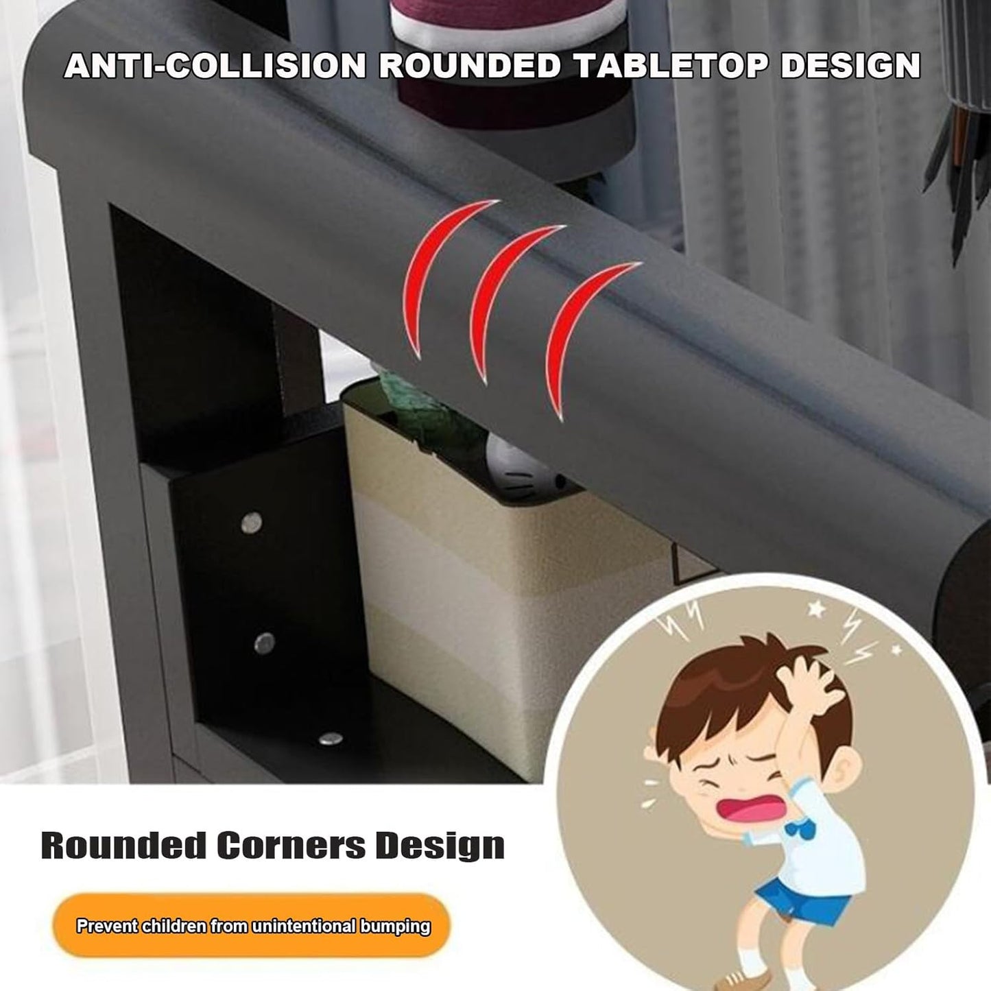 Computer Desk with Storage Shelves, Gaming Table with Tempered Glass Top and Metal Frame, Modern Simple Writing Desk Table for Home Office Workstation