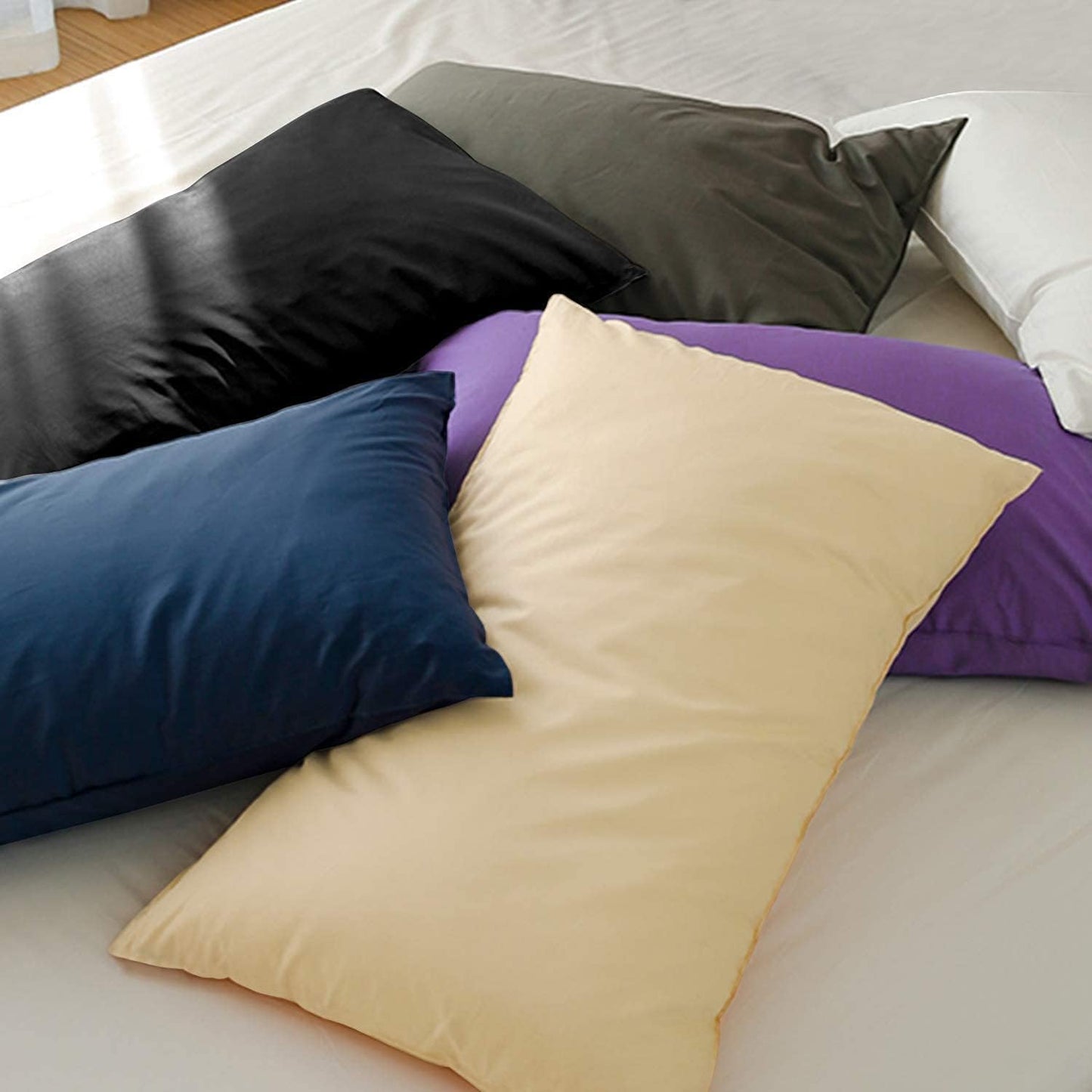 King Pillow Cases Set of 2, Soft Microfiber Pillow Covers with Envelope Closure, Wrinkle, Fade and Stain Resistant Pillowcases, 20X36, Navy